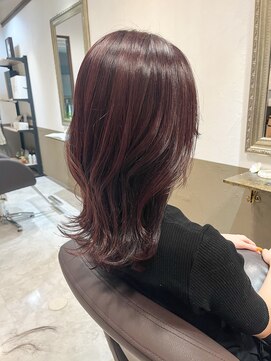 レオ(LEO) 細めハイライト ワインレッド レイヤー