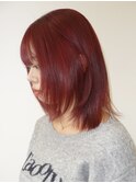 ダークレッド／ワインレッド／赤髪/レイヤーカット