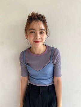 トワ 豊中店(towa) ウルフカットくびれヘアアプリコットオレンジミディアムヘア