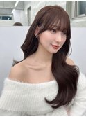 透明感赤味なしグレージュカラー/韓国くびれヘア/表参道
