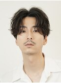 銀座シャドウパーマセンターパートマッシュスパイラルパーマ眉毛