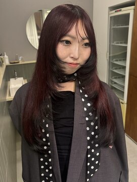 ワインレッド ブラック 裾カラー