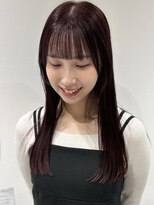 ラミエバイメルト 下北沢(lamie by melt) ダブルカラーチェリーレッドボルドー暗髪顔周りカット小顔ロング