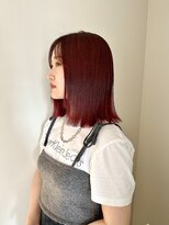似合わせ小顔ミディアム× 暖色カラー デザインカラー