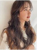 小顔前髪顔周りレイヤー×グレージュカラー デザインカラー