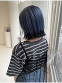ブリーチハイトーンブルーシルバー裾カラーぷつっとカットボブ