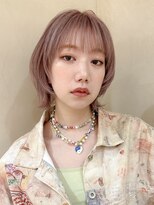 ヒビヲ(HIBIO) ショートボブタッセルボブ切りっぱなしボブハイトーンカラー韓国