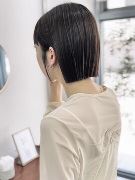 ペイジヘアー(paige hair) 髪質改善酸熱シルクカラーぱっつんボブ前髪あり