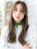 ★くすみベージュかきあげ前髪韓国風巻き毛先パーマ20代30代★1