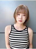 ミニボブ前髪フェイスレイヤーミルクティーベージュK20250905