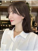 ミディアム20代30代40代50代ストレートレイヤー前髪なし表参道