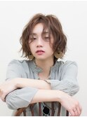 梅田/髪質改善/オリーブベージュ×ふんわりカールボブパーマ