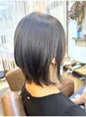 大人可愛いミディアムくびれレイヤー×透明感ベージュ髪質改善柏