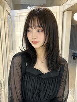 リンクエン(Link enn) くびれミディ/暗髪透明感カラー/顔周りカット
