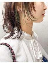 カーキベージュ☆【主婦やお仕事をしている方にオススメ】[ブリーチ/ダブルカラー/インナーカラー/ボブ]