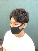 クセ感パーマ ビジネスショート/アップバング