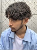 波巻きツイストスパイラルパーマツーブロック刈り上げ