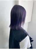 切りっぱなしボブ　外ハネボブ　顔周りレイヤー　ブルーブラック