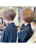 前下がりショート/透明感カラー