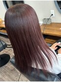 大人可愛い20代30代40代ナチュラルストレート ピンクカラー