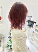 Wカラー/ブリーチ/ピンク/ピンクベージュ/ボブルフ