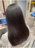 小顔レイヤーロブヘアウルフカットブリーチなしココアブラウン