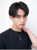  アッシュブラックマッシュパーマ刈り上げツーブロック