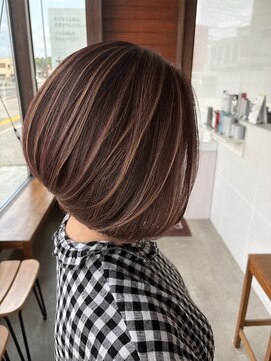リドル ヘアー 駒生店(Riddle HAIR) 大人ハイライトレイヤーボブ