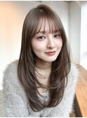 イメチェン韓国ヘアロング顔周りレイヤー_F31520