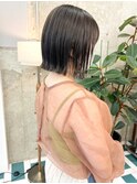 切りっぱなしボブ×ハイライトグレージュ