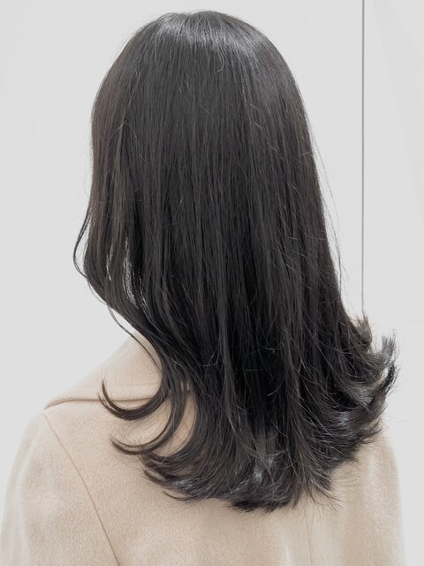 黒髪スタイル/韓国風/エギョモリ/暗髪アッシュ/艶髪カラー