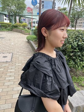 イナズマヘアー(INAZUMA HAIR) ◎ピンクブラウン×外ハネミディ◎