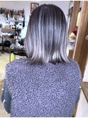 【透明感+】脱白髪染めホワイトバレイヤージュ×ブリーチ2回