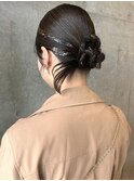 カチモリ お呼ばれヘア 韓国風 お団子ヘア 暗髪 ヘアセット 20代