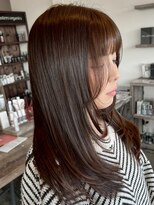ミルシンク(1005mille cinq)&nbsp;セミロングレイヤー/韓国ヘア/顔周りカット/ブラウンカラー/愛媛