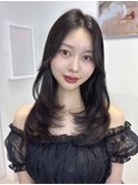 C141ザクザクワンカール韓国レイヤーオリーブベージュ