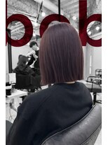 フランチェスカドットボブ(francesca.bob) チェリーレッド×くくれる切りっぱなしボブ【田野剛大】梅田