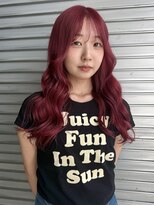 ロックス バイ マグ 松本(rocks BY MAG)&nbsp;ブリーチカラーワインレッドボルドーチェリーレッドロングヘア