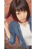 インナーレッド × 内巻きボブ