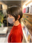 大人可愛い30代40代韓国風ショートボブ丸みショートアースカラー
