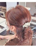 ヘアセット 上品華やかハーフアップウェーブスタイル