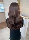 桑名ロングレイヤーカットロングヘアピンクブラウンカラー韓国