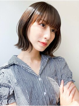 アース 栄店(HAIR&MAKE EARTH) earthショートレイヤーボブミルクティー丸みショートボブ