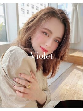 バイオレット 表参道店(Violet) レイヤーカットブリーチなしかき上げバング大人シアーベージュ