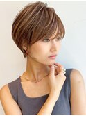 30代、40代/丸みくびれショートボブ×白髪染めハイライト/大宮