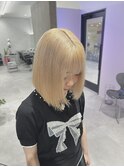 ミルクティーベージュブロンドベージュハイトーンボブ成増