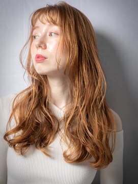 カバーヘア ブリス 川口(COVER HAIR bliss) 透明感カラーコーラルオレンジフェミニンロングz川口20代30代