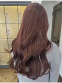 春カラー◎ピンクベージュロング×顔周りレイヤーで旬顔に