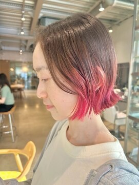 オーガニック リブ 川越(organic+live) 20代30代40代シアーピンク透明感くびれボブ外ハネ乾かすだけ