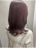 ブリーチなし艶神ピンクベージュ くびれヘア 似合わせカット